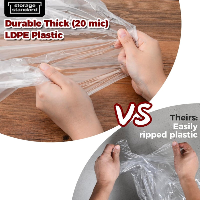 Storage Standard 60-Pack Extra Long Dry Cleaning Bags for Clothes 72-Inch Long - Clear Plastic Garment Bags for Hanging Clothes, Dry Cleaner Plastic Clothing Cover for Suits, Gowns, Coat, Dance Costumes & Long Dresses - Image 4